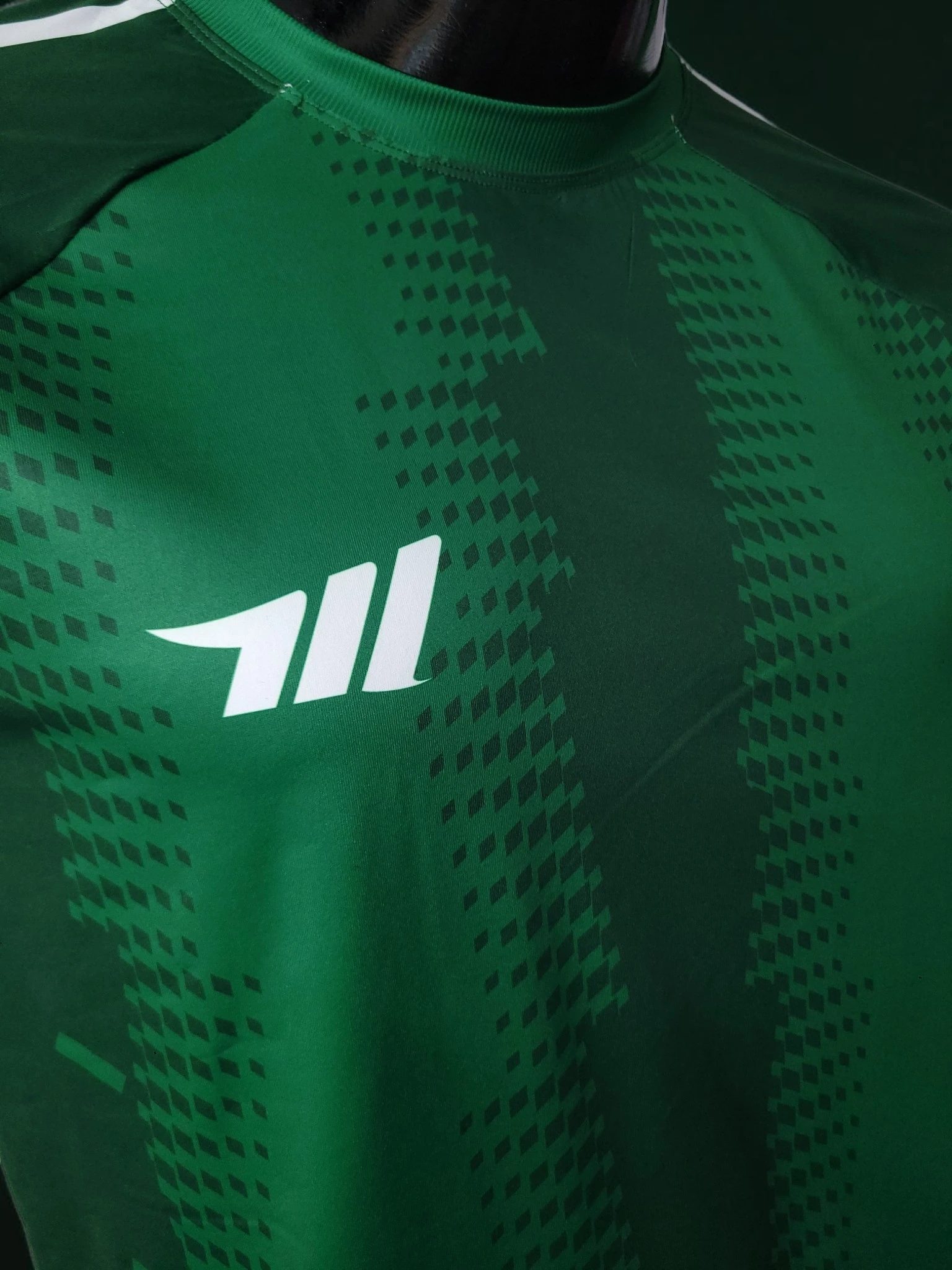 Close-up of embroidery on custom sportswear